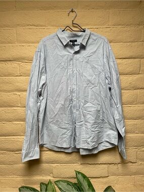New Look Men's Light Blue Long Sleeve Button-Up Shirt